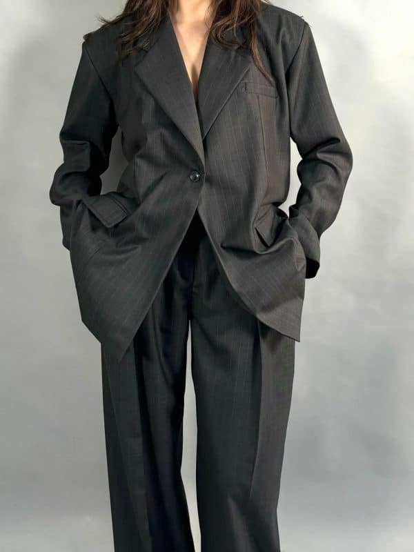 blazer set en laine légère rayée